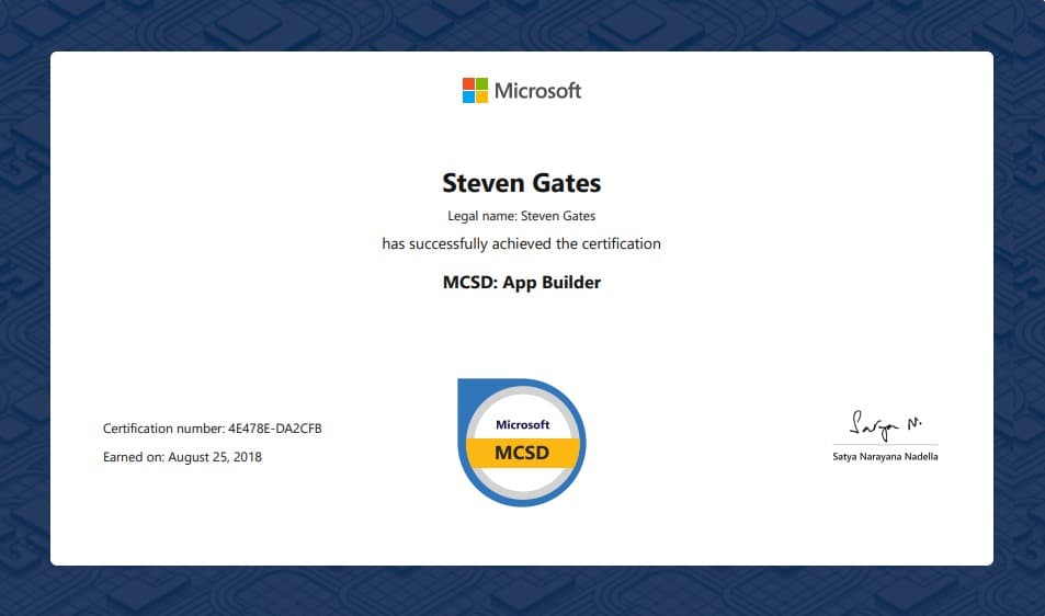 MCSD: App Builder certificate badge